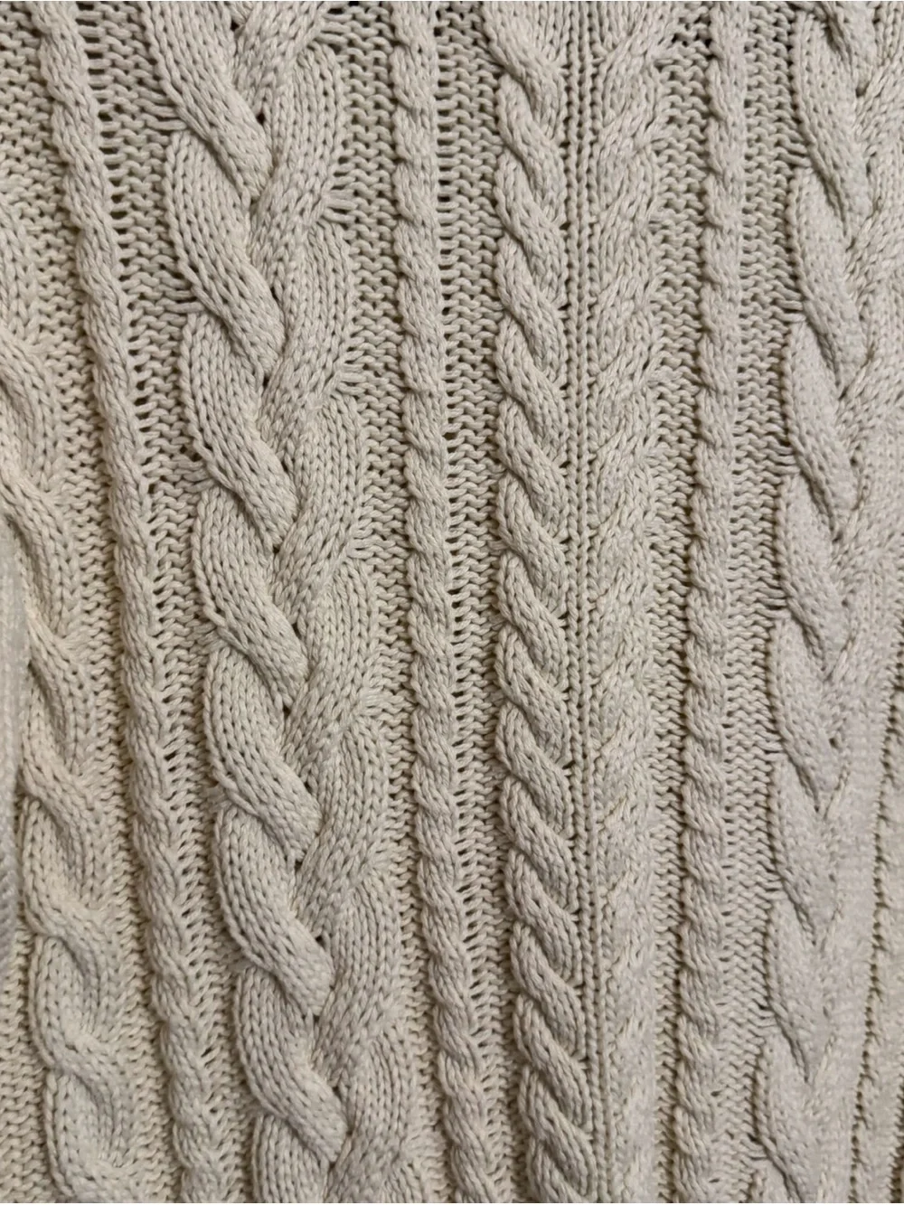 J. Crew Size Small Cream Cable Knit Sweater Cotton Pullover Long Sleeve Stretch